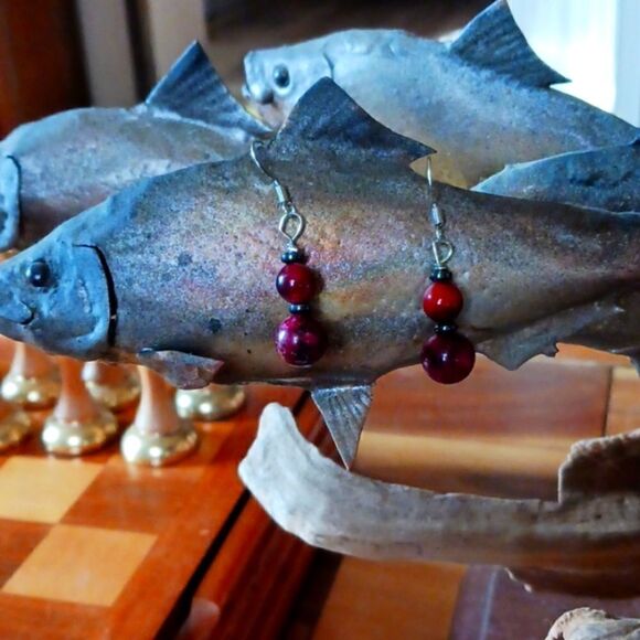 Nickel Free Red Jasper earrings - Picture 1 of 2